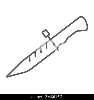 Bayonet knife line icon, weapon and army, combat knife sign, vector ...
