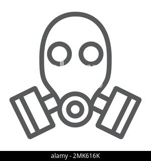Gas mask line icon, defense and army, respirator sign, vector graphics, a linear pattern on a white background, eps 10. Stock Vector