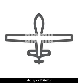 Unmanned aerial line icon, military and vehicle, drone sign, vector graphics, a linear pattern on a white background, eps 10. Stock Vector