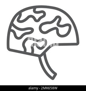 Military helmet line icon, army and war, armor sign, vector graphics, a linear pattern on a white background, eps 10. Stock Vector