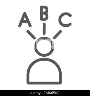 Answer choice line icon, think and person, decision sign, vector graphics, a linear pattern on a white background, eps 10. Stock Vector