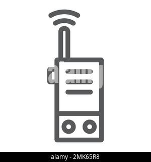 Walkie talkie line icon, security and communication, radio set sign, vector graphics, a linear pattern on a white background, eps 10. Stock Vector