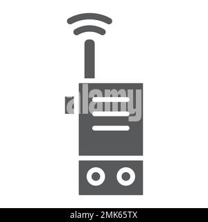 Walkie talkie glyph icon, security and communication, radio set sign, vector graphics, a solid pattern on a white background, eps 10. Stock Vector