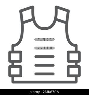 Bulletproof vest line icon, defense and army, uniform sign, vector graphics, a linear pattern on a white background, eps 10. Stock Vector