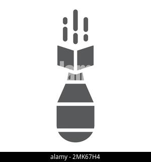 Nuclear bomb glyph icon, weapon and military, air bomb sign, vector graphics, a solid pattern on a white background, eps 10. Stock Vector