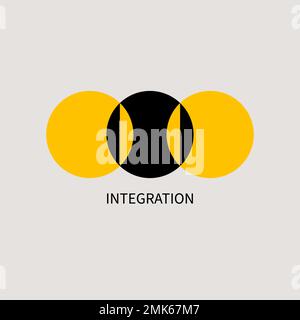 Integration abstract logo, three circles. Round business icon. Relationship concept. Vector illustration Stock Vector