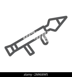 Rocket launcher line icon, firearm and grenade, weapon sign, vector graphics, a linear pattern on a white background, eps 10. Stock Vector