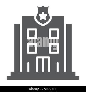 Police station glyph icon, police and building, police department sign, vector graphics, a solid pattern on a white background, eps 10. Stock Vector