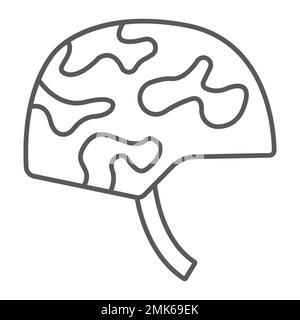 Military helmet thin line icon, army and war, armor sign, vector graphics, a linear pattern on a white background, eps 10. Stock Vector