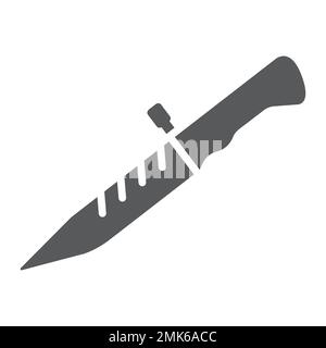 Bayonet knife glyph icon, weapon and army, combat knife sign, vector graphics, a solid pattern on a white background, eps 10. Stock Vector