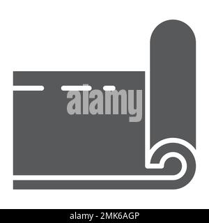 Yoga mat glyph icon, fitness and equipment, carpet sign, vector graphics, a solid pattern on a white background, eps 10. Stock Vector
