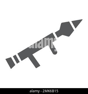 Rocket launcher glyph icon, firearm and grenade, weapon sign, vector graphics, a solid pattern on a white background, eps 10. Stock Vector