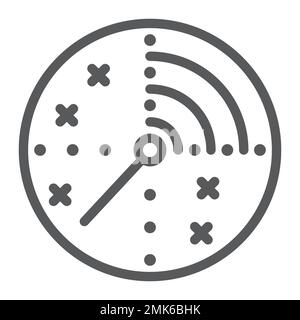Radar line icon, military and navy, target sign, vector graphics, a linear pattern on a white background, eps 10. Stock Vector
