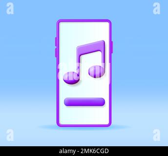3D Music Note in Mobile Phone Stock Vector