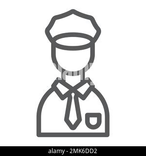 Policeman line icon, police and person, police officer sign, vector graphics, a linear pattern on a white background, eps 10. Stock Vector