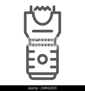 Electroshock weapon line icon, protection and security, firearm sign, vector graphics, a linear pattern on a white background, eps 10. Stock Vector