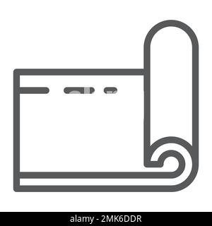 Yoga mat line icon, fitness and equipment, carpet sign, vector graphics, a linear pattern on a white background, eps 10. Stock Vector