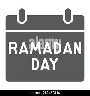 Ramadan calendar glyph icon, date and islam, ramadam day sign, vector graphics, a solid pattern on a white background, eps 10. Stock Vector