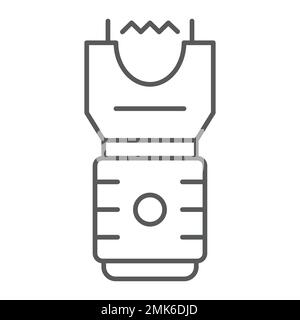 Electroshock weapon thin line icon, protection and security, firearm sign, vector graphics, a linear pattern on a white background, eps 10. Stock Vector