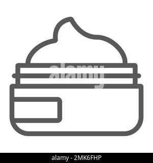 Beauty cream line icon, makeup and cosmetic, skin cream sign, vector graphics, a linear pattern on a white background, eps 10. Stock Vector