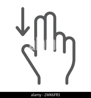 Two finger drag down line icon, gesture and hand, flick sign, vector graphics, a linear pattern on a white background, eps 10. Stock Vector