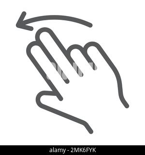 Two finger flick left line icon, gesture and hand, swipe sign, vector graphics, a linear pattern on a white background, eps 10. Stock Vector
