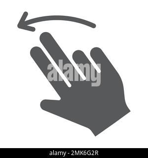 Two finger flick left glyph icon, gesture and hand, swipe sign, vector graphics, a solid pattern on a white background, eps 10. Stock Vector