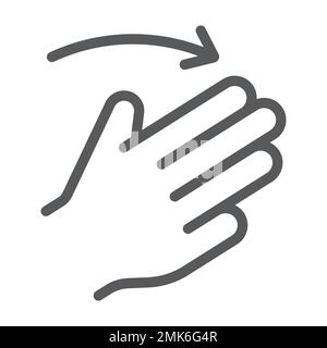 Three fingers flick right line icon, gesture and hand, click sign, vector graphics, a linear pattern on a white background, eps 10. Stock Vector