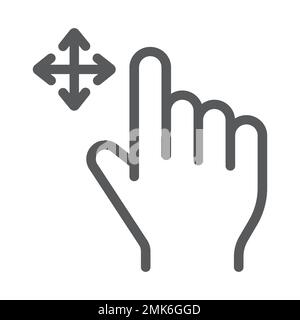 Free drag line icon, gesture and hand, swipe sign, vector graphics, a linear pattern on a white background, eps 10. Stock Vector