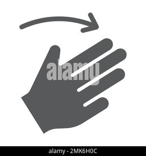 Three fingers flick right glyph icon, gesture and hand, click sign, vector graphics, a solid pattern on a white background, eps 10. Stock Vector