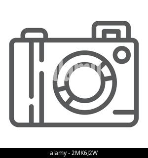 Camera line icon, lens and photo, photocamera sign, vector graphics, a linear pattern on a white background, eps 10. Stock Vector