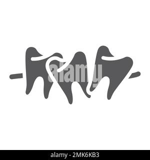 Crooked teeth glyph icon, dental and dentistry, cavity sign, vector graphics, a solid pattern on a white background, eps 10. Stock Vector