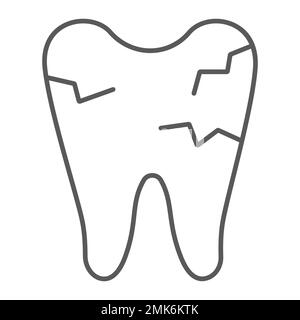 Damaged tooth glyph icon, dentist and dental, cracked tooth sign ...