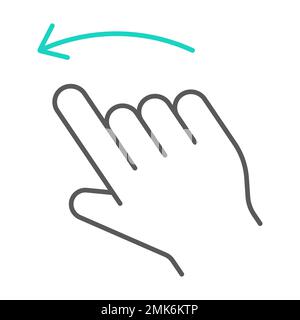 Flick left thin line icon, action and hand, gesture sign, vector graphics, a linear pattern on a white background, eps 10. Stock Vector