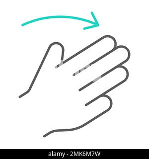 Three fingers flick right thin line icon, gesture and hand, click sign, vector graphics, a linear pattern on a white background, eps 10. Stock Vector