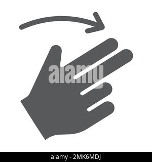 Two finger flick right glyph icon, gesture and hand, swipe sign, vector graphics, a solid pattern on a white background, eps 10. Stock Vector
