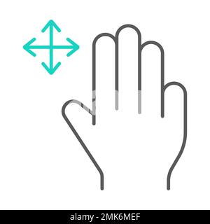 Three fingers free drag thin line icon, gesture and hand, swipe sign, vector graphics, a linear pattern on a white background, eps 10. Stock Vector