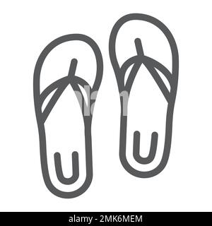 Sandals line icon, footwear and beach, flip flops sign, vector graphics, a linear pattern on a white background, eps 10. Stock Vector