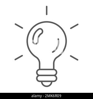 Light bulb thin line icon, game and idea, smart sign, vector graphics, a solid pattern on a white background. Stock Vector