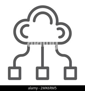 Community line icon, game and team, cloud sign, vector graphics, a linear pattern on a white background, eps 10. Stock Vector