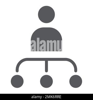 Person and chart glyph icon, worker and diagram, structure sign, vector graphics, a solid pattern on a white background, eps 10. Stock Vector