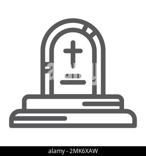 Grave line icon, game and play, grave sign, vector graphics, a linear pattern on a white background, eps 10. Stock Vector