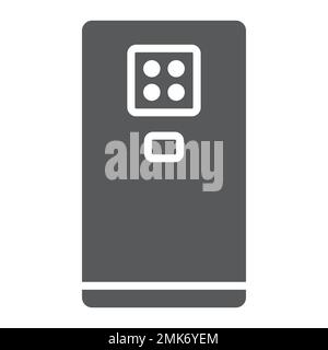 Smartphone with four camera glyph icon, gadget and communication, phone sign, vector graphics, a solid pattern on a white background, eps 10. Stock Vector