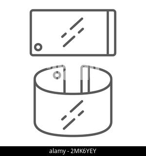 Flexible smartphone thin line icon, gadget and technology, phone sign, vector graphics, a linear pattern on a white background, eps 10. Stock Vector