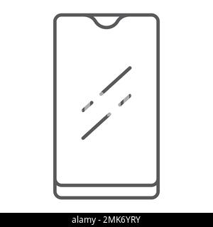 Smartphone with waterproof camera thin line icon, device and communication, phone sign, vector graphics, a linear pattern on a white background, eps 10. Stock Vector