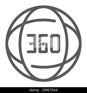 360 degree line icon, angle and view, rotate sign, vector graphics, a linear pattern on a white background, eps 10. Stock Vector