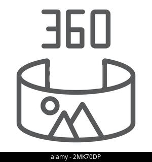 Panorama view line icon, panoramic and rotation, 360 degree sign, vector graphics, a linear pattern on a white background, eps 10. Stock Vector