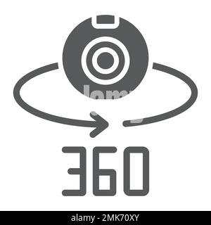 Camera 360 glyph icon, device and rotation, panoramic camera sign, vector graphics, a solid pattern on a white background, eps 10. Stock Vector