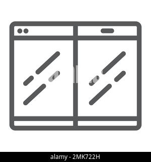 Folding smartphone line icon, gadget and communication, flexible phone sign, vector graphics, a linear pattern on a white background, eps 10. Stock Vector