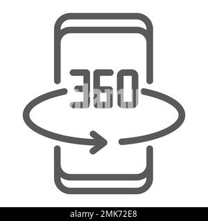 Smartphone degree line icon, device and technology, phone rotation sign, vector graphics, a linear pattern on a white background, eps 10. Stock Vector
